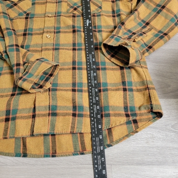 Molokai Surf Co. Orange Teal Black Plaid Shirt Button XL Long Sleeve - Picture 7 of 12